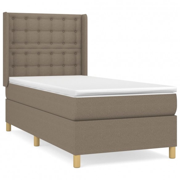 Cadre de lit avec matelas Taupe 90x190 cm Tissu