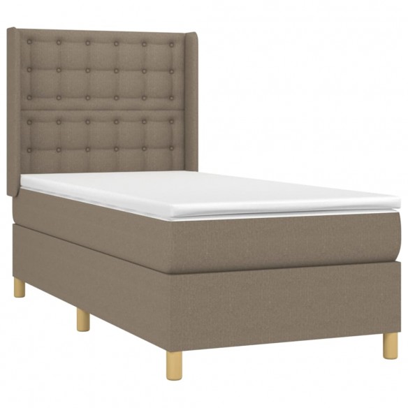 Cadre de lit avec matelas Taupe 90x190 cm Tissu