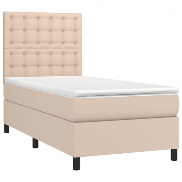 Cadre de lit avec matelas et LED Cappuccino 80x200cm