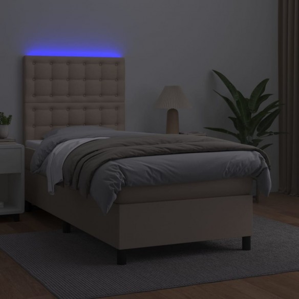 Cadre de lit avec matelas et LED Cappuccino 80x200cm