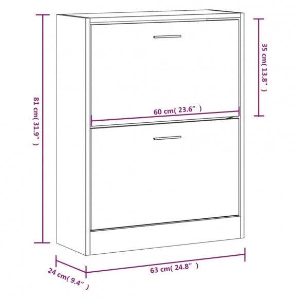 Armoire à chaussures Chêne marron 63x24x81 cm Bois d'ingénierie