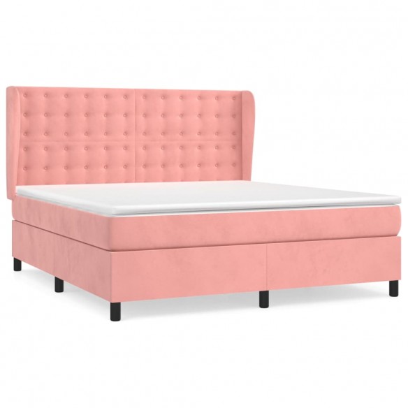 Cadre de lit avec matelas Rose 180x200 cm Velours