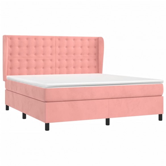 Cadre de lit avec matelas Rose 180x200 cm Velours