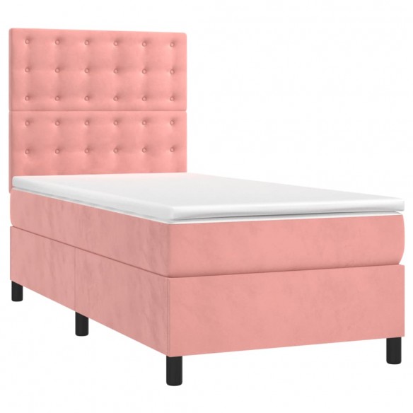 Cadre de lit avec matelas Rose 90x200 cm Velours