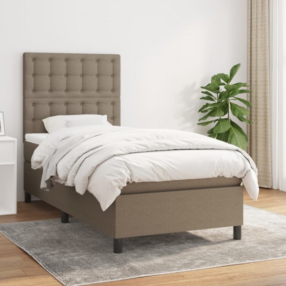 Cadre de lit avec matelas Taupe 90x200 cm Tissu