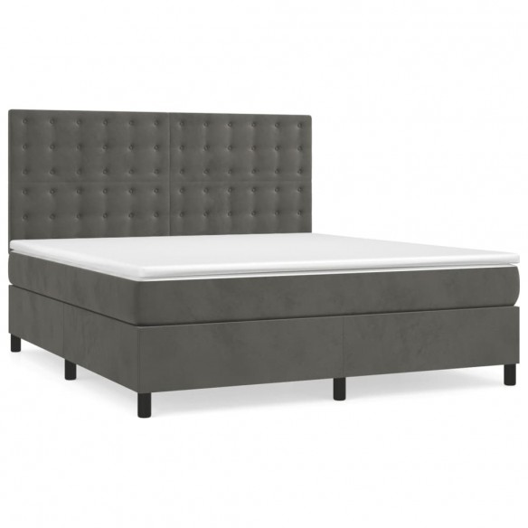 Cadre de lit et matelas Gris foncé 180x200cm Velours