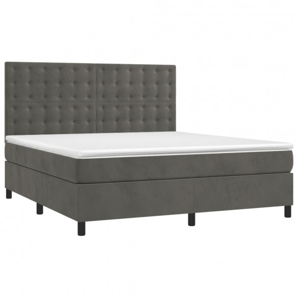 Cadre de lit et matelas Gris foncé 180x200cm Velours