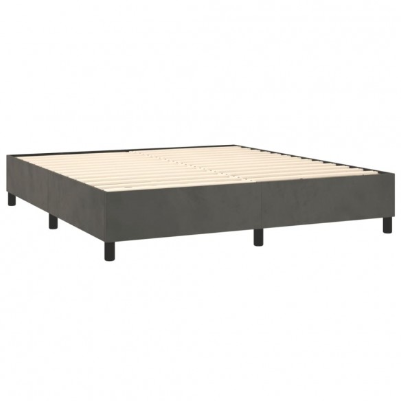 Cadre de lit et matelas Gris foncé 180x200cm Velours