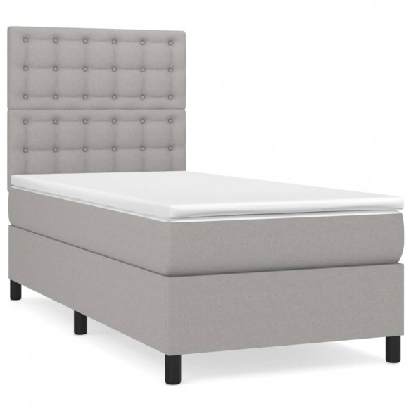 Cadre de lit et matelas Gris clair 90x190 cm Tissu