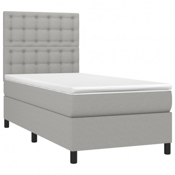 Cadre de lit et matelas Gris clair 90x190 cm Tissu