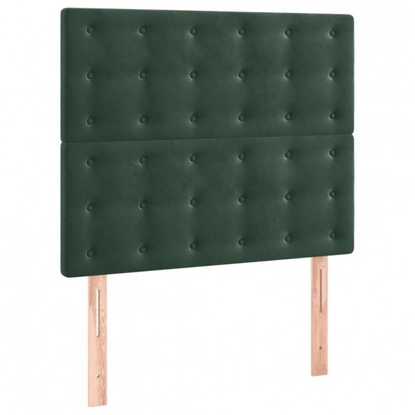 Cadre de lit avec matelas Vert foncé 90x200 cm