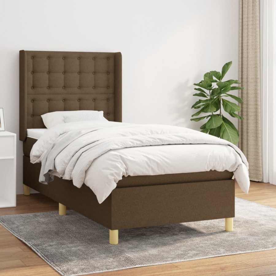 Cadre de lit avec matelas Marron foncé 80x200 cm