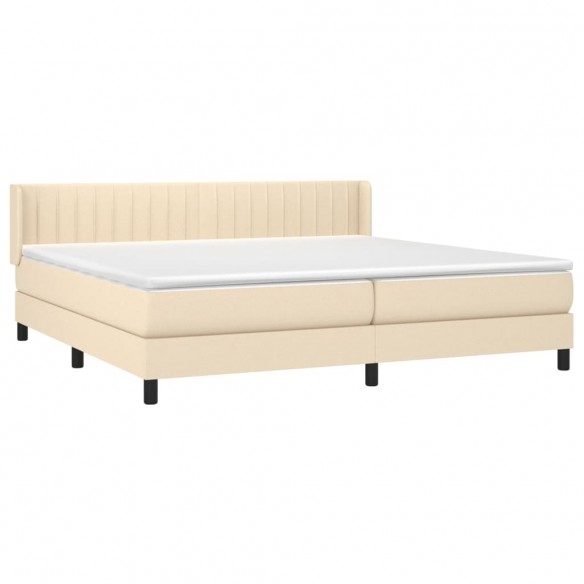 Cadre de lit avec matelas Crème 200x200 cm Tissu