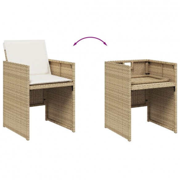 Chaises de jardin avec coussins lot de 4 beige résine tressée