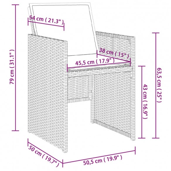 Chaises de jardin avec coussins lot de 4 beige résine tressée