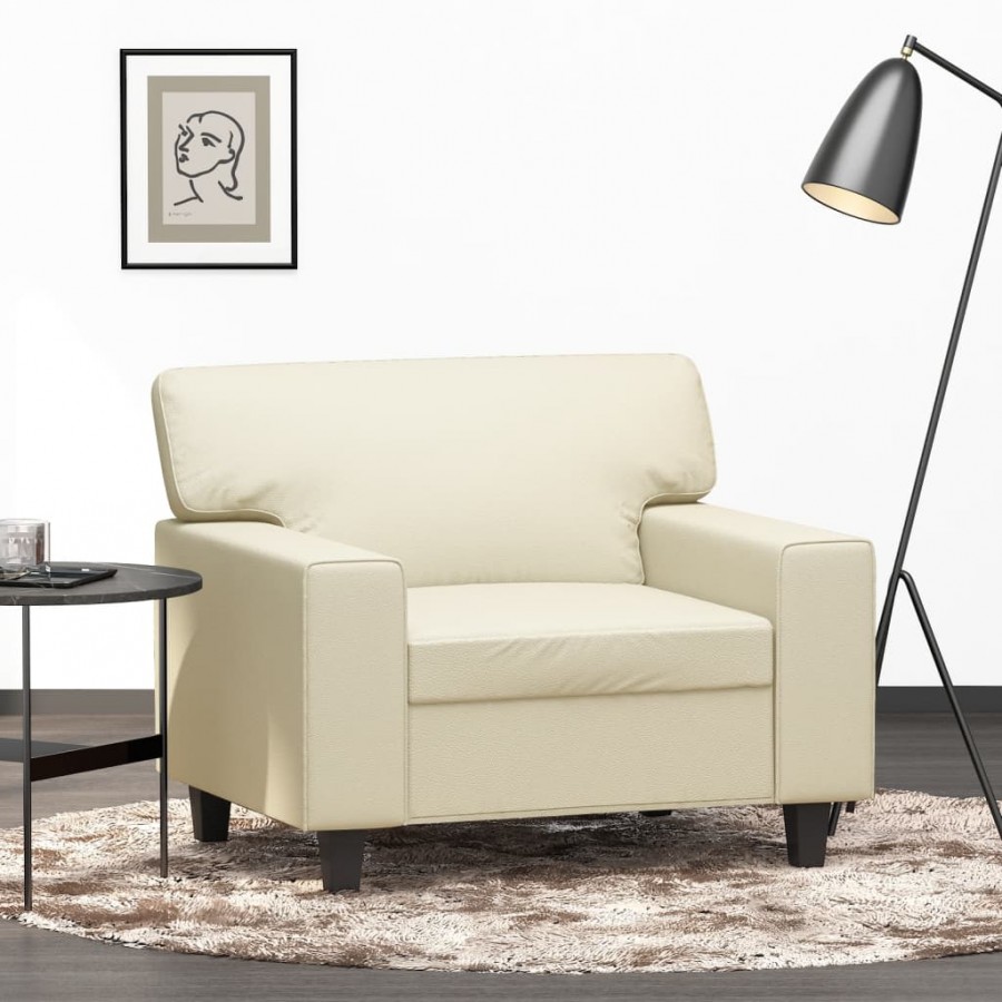 Fauteuil Crème 60 cm Similicuir