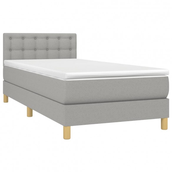 Cadre de lit avec matelas Gris clair 90x200 cm Tissu