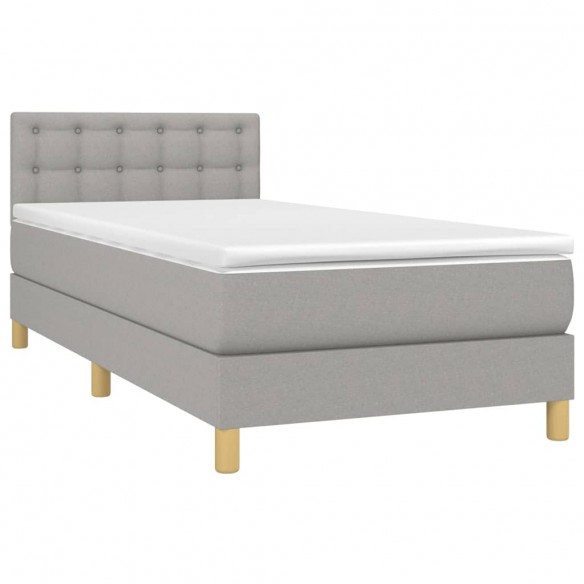 Cadre de lit avec matelas et LED Gris clair 90x200cm