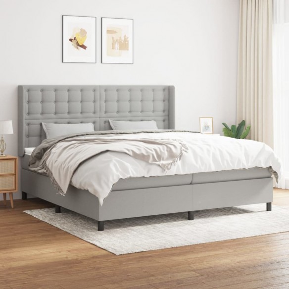 Cadre de lit avec matelas Gris clair 200x200cm Tissu