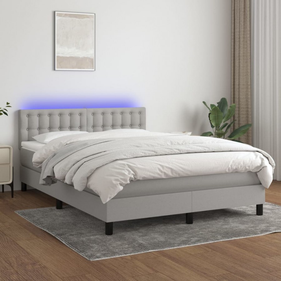 Cadre de lit et matelas et LED Gris...