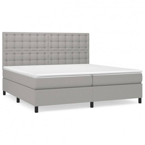 Cadre de lit avec matelas Gris clair 200x200cm Tissu