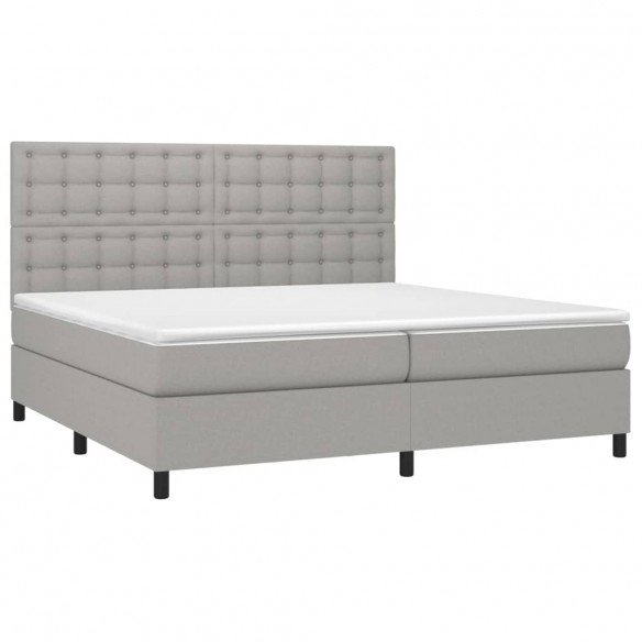 Cadre de lit avec matelas Gris clair 200x200cm Tissu