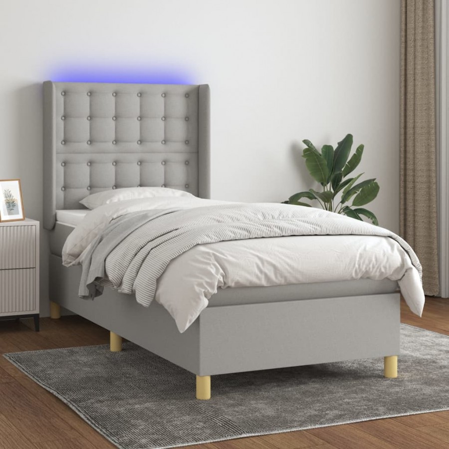 Cadre de lit matelas LED Gris clair...