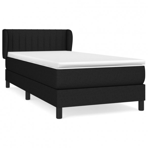 Cadre de lit avec matelas Noir 90x190 cm Tissu