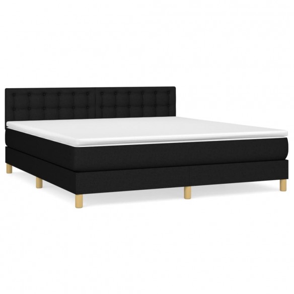 Cadre de lit avec matelas Noir 160x200 cm Tissu