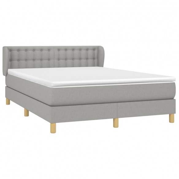 Cadre de lit avec matelas Gris clair 140x190cm Tissu