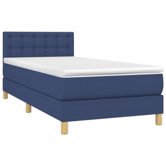 Cadre de lit avec matelas Bleu 90x200 cm Tissu