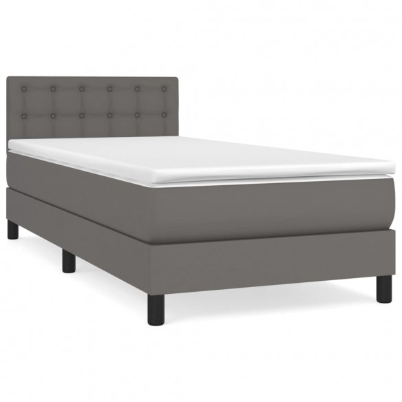 Cadre de lit avec matelas Gris 90x190 cm Similicuir