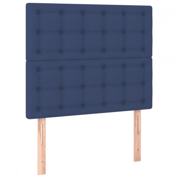 Cadre de lit avec matelas Bleu 90x200 cm Tissu