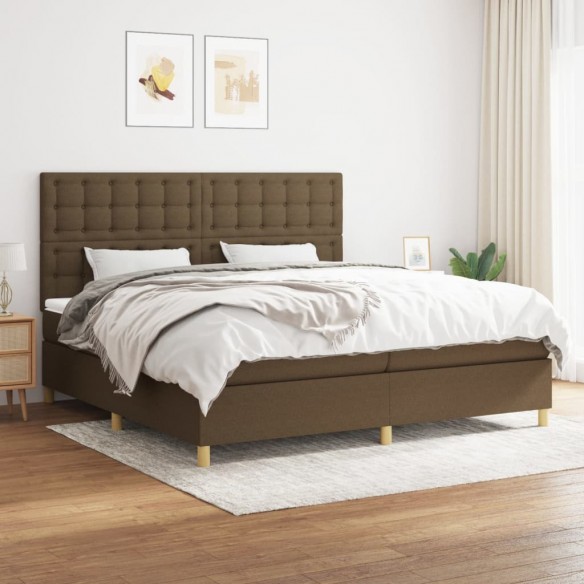 Cadre de lit avec matelas Marron foncé 200x200 cm