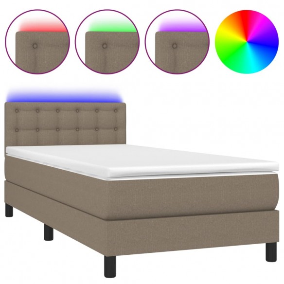 Cadre de lit avec matelas LED Taupe 90x190 cm Tissu