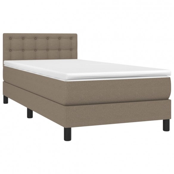 Cadre de lit avec matelas LED Taupe 90x190 cm Tissu