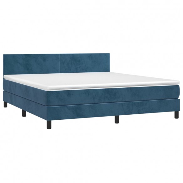 Cadre de lit avec matelas LED Bleu foncé 180x200 cm