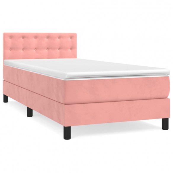 Cadre de lit avec matelas Rose 90x190 cm Velours