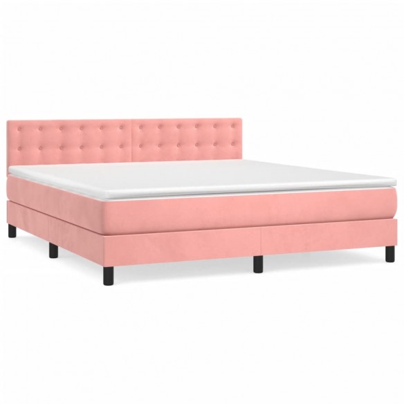 Cadre de lit avec matelas Rose 180x200 cm Velours