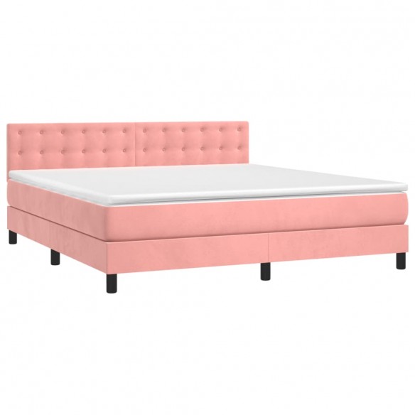 Cadre de lit avec matelas Rose 180x200 cm Velours