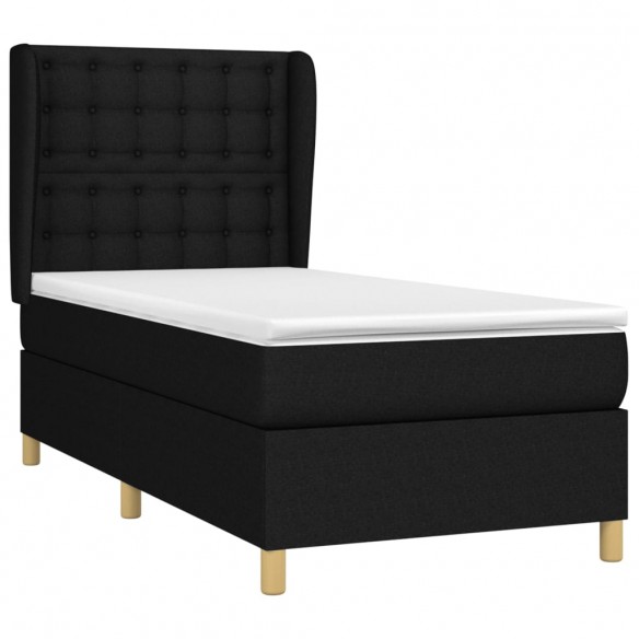 Cadre de lit avec matelas Noir 90x190 cm Tissu