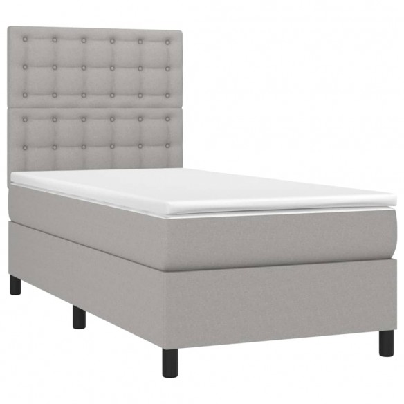 Cadre de lit avec matelas et LED Gris clair 90x200cm