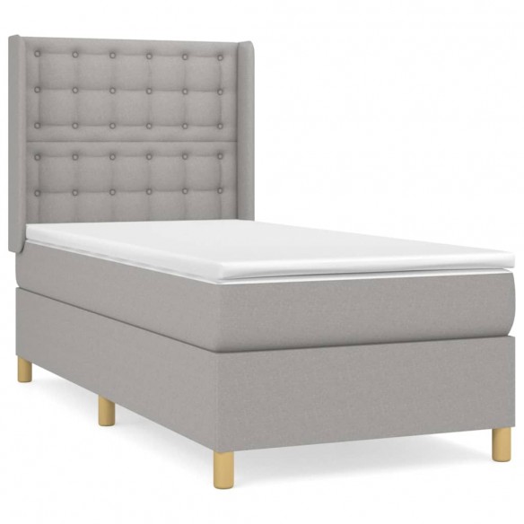 Cadre de lit et matelas Gris clair 90x190 cm Tissu