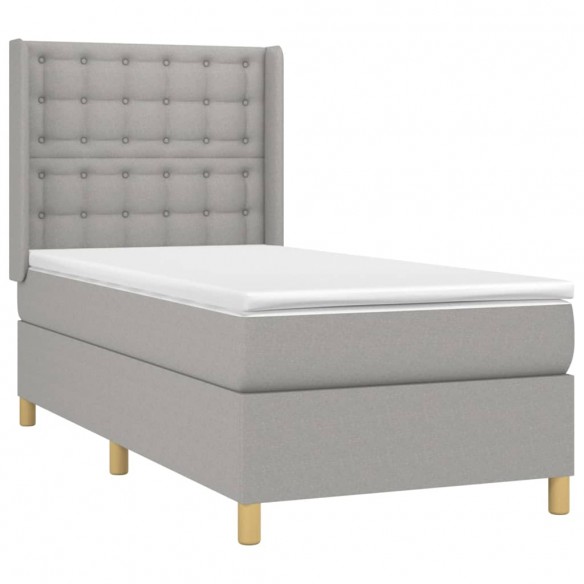 Cadre de lit et matelas Gris clair 90x190 cm Tissu