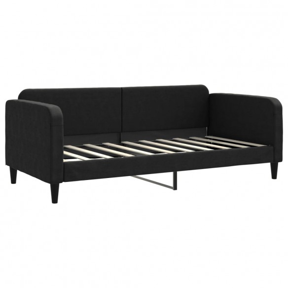 Lit de jour avec matelas noir 90x190 cm tissu