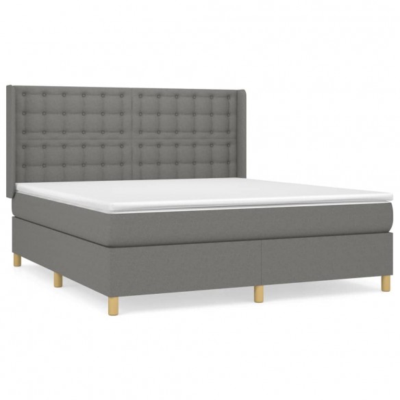 Cadre de lit avec matelas Gris foncé 160x200cm Tissu