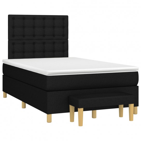 Cadre de lit avec matelas noir 120x190 cm tissu