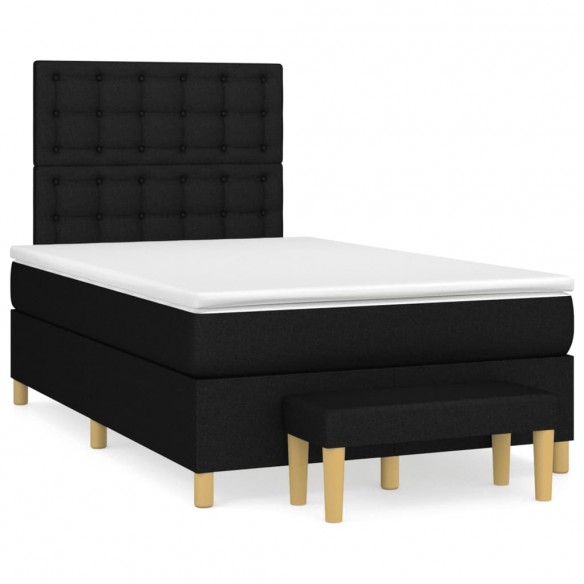 Cadre de lit avec matelas noir 120x190 cm tissu