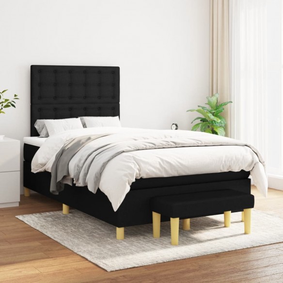 Cadre de lit avec matelas noir 120x190 cm tissu