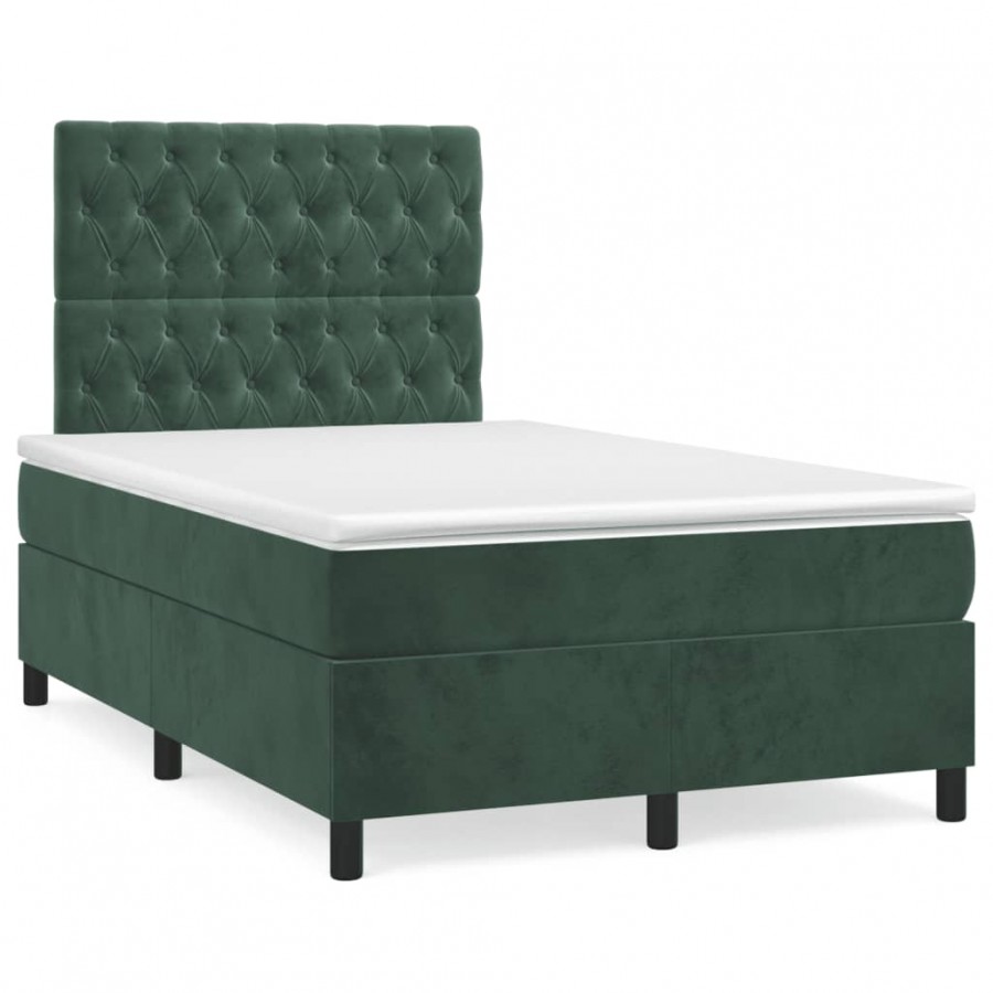 Cadre de lit avec matelas vert foncé 120x190 cm